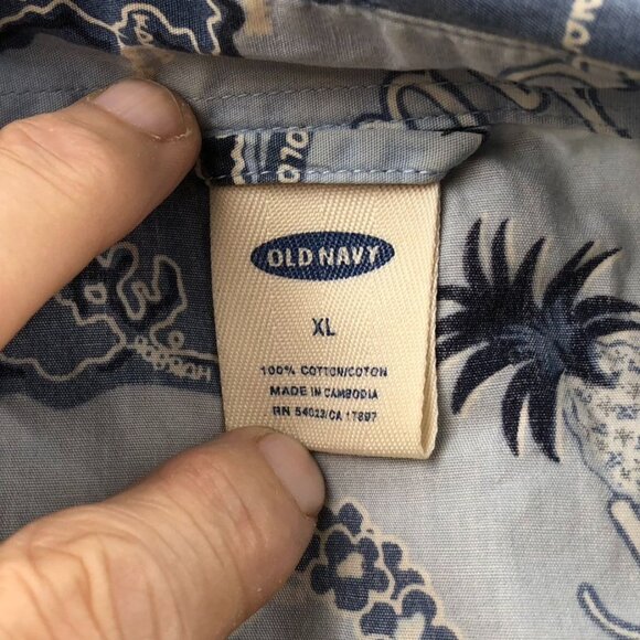 Old Navy Mens Hawaiian Shirt Size XL Lot Of Two Vintage Short Sleeve Button Up - Picture 12 of 15